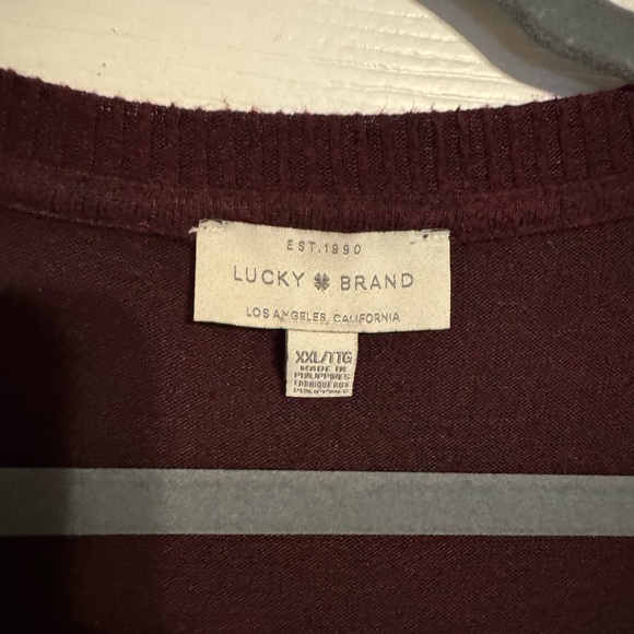 Lucky Brand Maroon Long Sleeve V neck Sweater lightweight - Picture 2 of 3